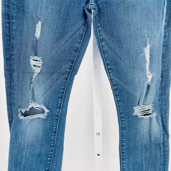 7 For All Mankind The Relaxed Skinny Torn Distressed Blue Denim Y2K Jeans 25 - Picture 7 of 13